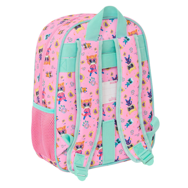 Schulrucksack SuperKitties Rosa türkis 26 x 34 x 11 cm