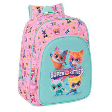 Schulrucksack SuperKitties Rosa türkis 26 x 34 x 11 cm