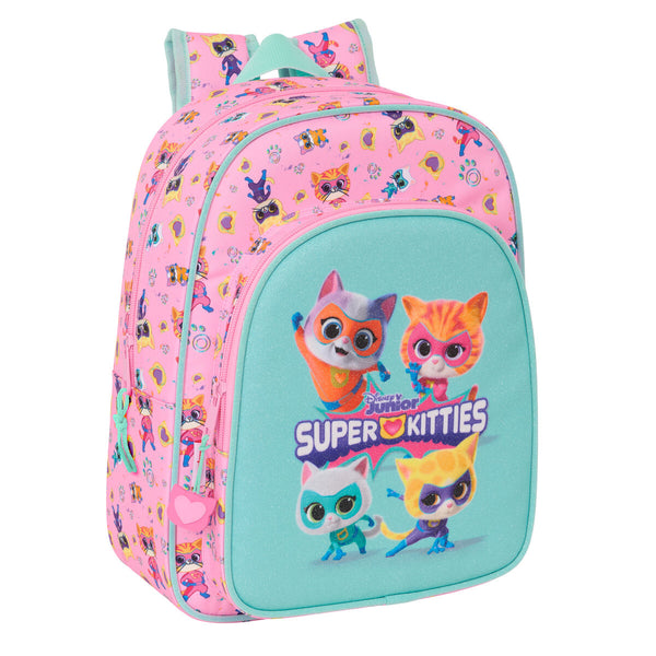 Schulrucksack SuperKitties Rosa türkis 26 x 34 x 11 cm