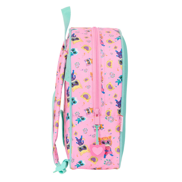 Schulrucksack SuperKitties Rosa türkis 22 x 27 x 10 cm