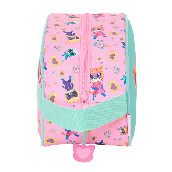 Reise-Toilettentasche SuperKitties Rosa türkis 26 x 15 x 12 cm