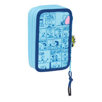 Federmäppchen mit Zubehör Snoopy Love Blau 12,5 x 19,5 x 5,5 cm 37 Stücke