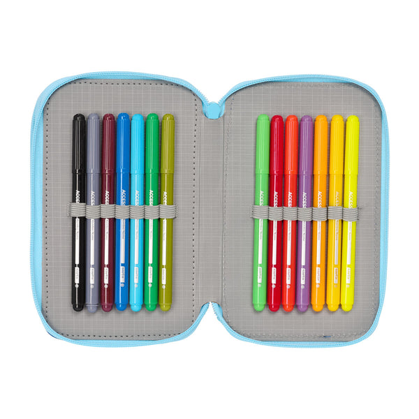 Federmäppchen mit Zubehör Snoopy Love Blau 12,5 x 19,5 x 5,5 cm 37 Stücke