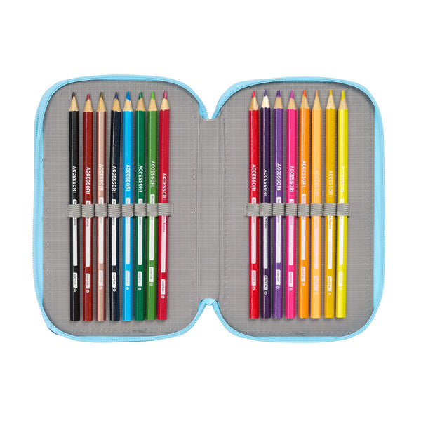 Federmäppchen mit Zubehör Snoopy Love Blau 12,5 x 19,5 x 5,5 cm 37 Stücke