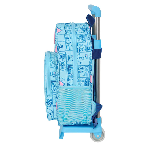 Schulrucksack mit Rädern Snoopy Love Blau 26 x 11 x 67 cm 26 x 34 x 11 cm