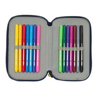 Dreifaches Federmäppchen Sonic City Blau 12,5 x 19,5 x 5,5 cm 37 Stücke