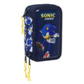 Dreifaches Federmäppchen Sonic City Blau 12,5 x 19,5 x 5,5 cm 37 Stücke