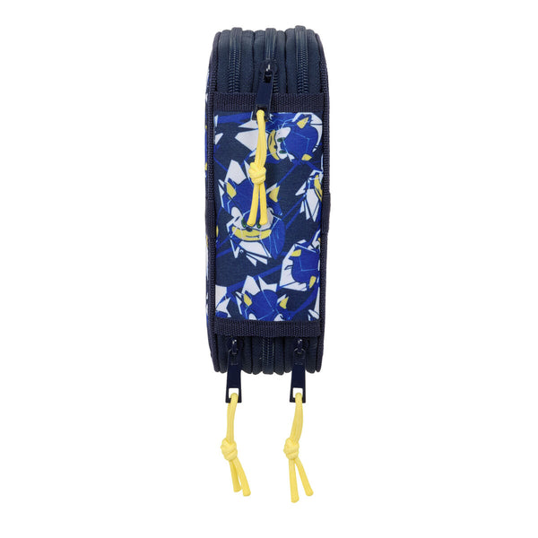 Dreifaches Federmäppchen Sonic City Blau 12,5 x 19,5 x 5,5 cm 37 Stücke