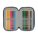 Dreifaches Federmäppchen Sonic City Blau 12,5 x 19,5 x 5,5 cm 37 Stücke