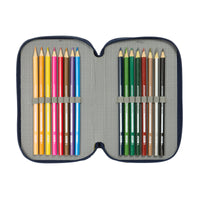 Dreifaches Federmäppchen Sonic City Blau 12,5 x 19,5 x 5,5 cm 37 Stücke