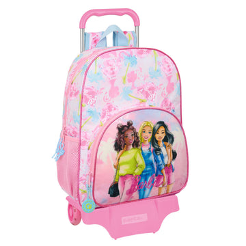 Schulrucksack mit Rädern Barbie Painterly Rosa Himmelsblau 33 x 42 x 14 cm
