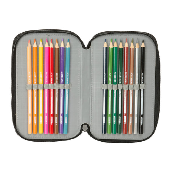 Dreifaches Federmäppchen Safta Urban style Blau Grau 12,5 x 19,5 x 5,5 cm 37 Stücke