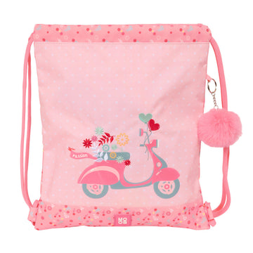 Rucksacktasche mit Bändern Moos Passion Bunt 35 x 40 x 1 cm