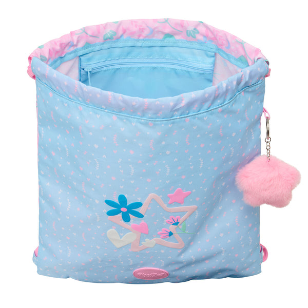 Rucksacktasche mit Bändern BlackFit8 Smile Blau Rosa 35 x 40 x 1 cm