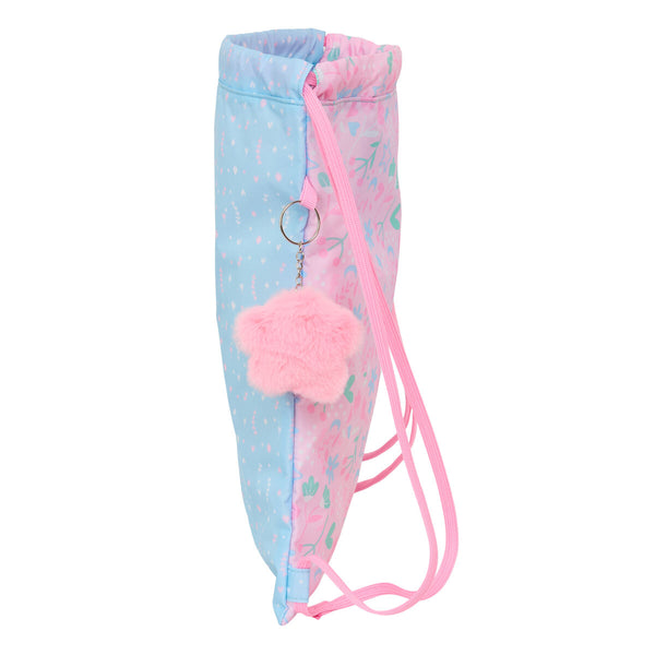 Rucksacktasche mit Bändern BlackFit8 Smile Blau Rosa 35 x 40 x 1 cm