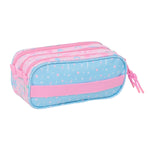 Dreifaches Mehrzweck-Etui BlackFit8 Smile Rosa Hellblau 21,5 x 10 x 8 cm
