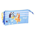 Dreifaches Mehrzweck-Etui Bluey Let's play Blau 22 x 12 x 3 cm