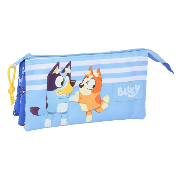 Dreifaches Mehrzweck-Etui Bluey Let's play Blau 22 x 12 x 3 cm