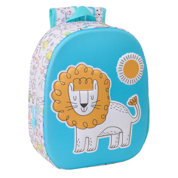 Kinderrucksack Safta Blau Weiß 27 x 33 x 10 cm 3D
