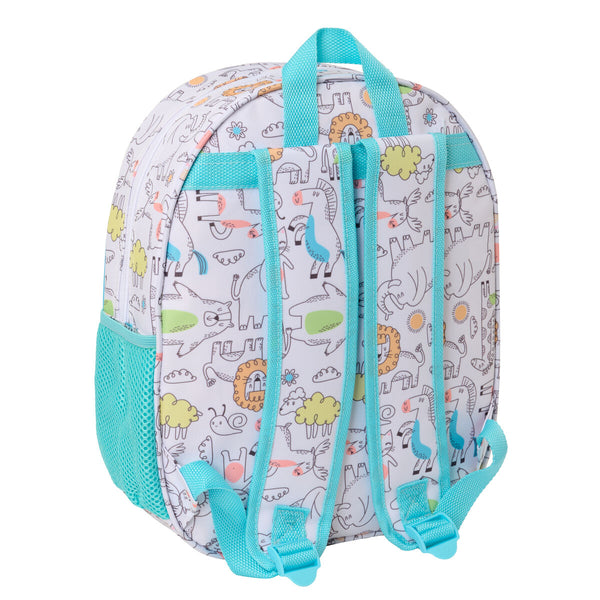 Kinderrucksack Safta Blau Weiß 27 x 33 x 10 cm 3D