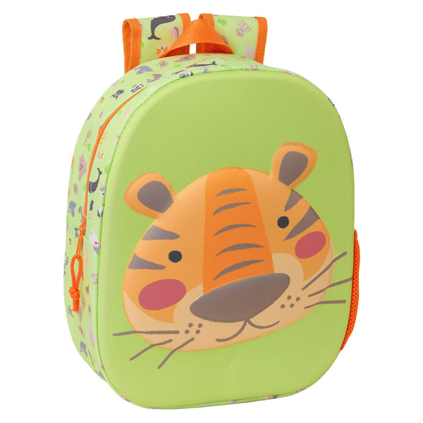 Kinderrucksack Safta Neongrün 27 x 33 x 10 cm 3D
