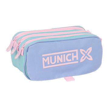 Dreifaches Mehrzweck-Etui Munich Mellow Blau Rosa Himmelsblau 21,5 x 10 x 8 cm