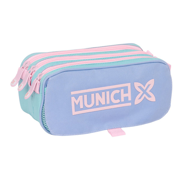 Dreifaches Mehrzweck-Etui Munich Mellow Blau Rosa Himmelsblau 21,5 x 10 x 8 cm