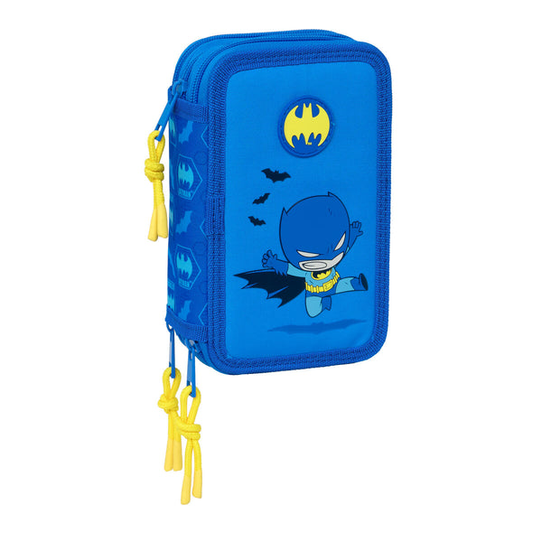 Dreifaches Federmäppchen Batman Blau 12,5 x 19,5 x 5,5 cm 37 Stücke