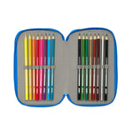 Dreifaches Federmäppchen Batman Blau 12,5 x 19,5 x 5,5 cm 37 Stücke