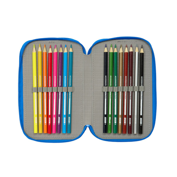 Dreifaches Federmäppchen Batman Blau 12,5 x 19,5 x 5,5 cm 37 Stücke