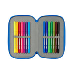 Dreifaches Federmäppchen Batman Blau 12,5 x 19,5 x 5,5 cm 37 Stücke