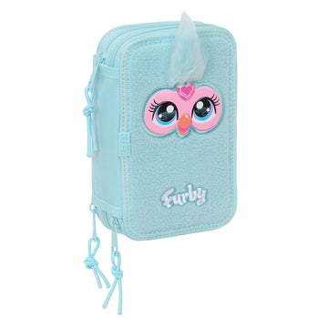 Dreifaches Federmäppchen Furby Blau 12,5 x 19,5 x 5,5 cm 37 Stücke