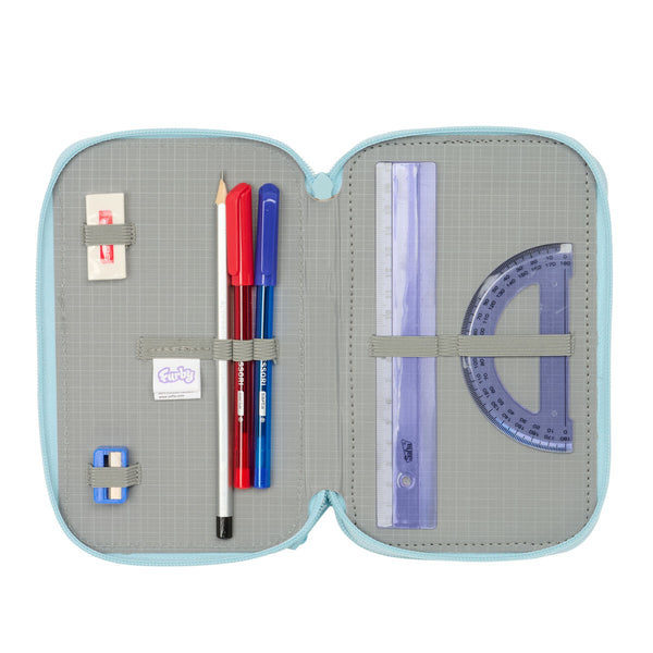 Dreifaches Federmäppchen Furby Blau 12,5 x 19,5 x 5,5 cm 37 Stücke