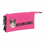 Dreifaches Mehrzweck-Etui Kuromi Schwarz Pink 22 x 12 x 3 cm