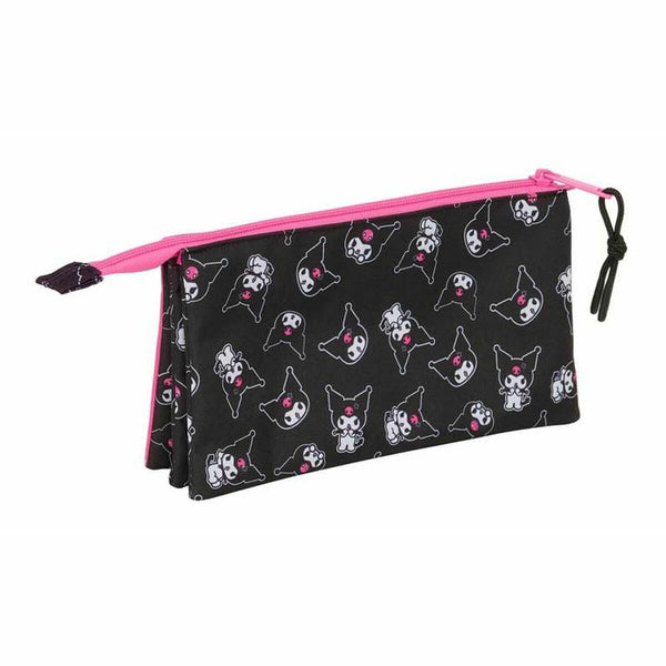 Dreifaches Mehrzweck-Etui Kuromi Schwarz Pink 22 x 12 x 3 cm