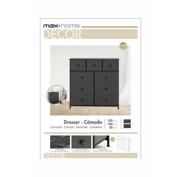 Kommode Max Home Schwarz Grau Marmor 100 x 100 x 30 cm