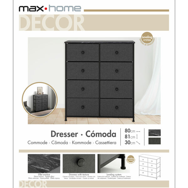 Kommode Max Home Grau Marmor 80 x 81 x 30 cm