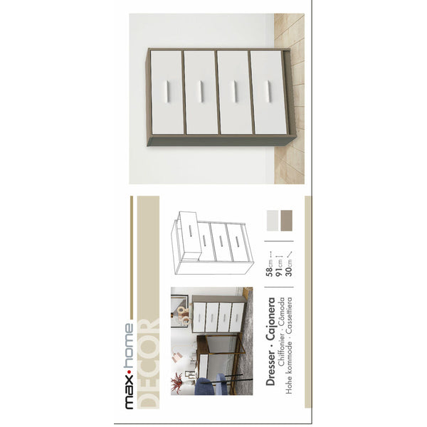 Kommode Max Home Weiß Grau Moderne 58 x 91 x 30 cm