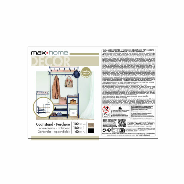 Garderobe mit Einlegeboden Max Home Stahl Melamine Spanplatte Minimalistisch 102 x 180 x 40 cm