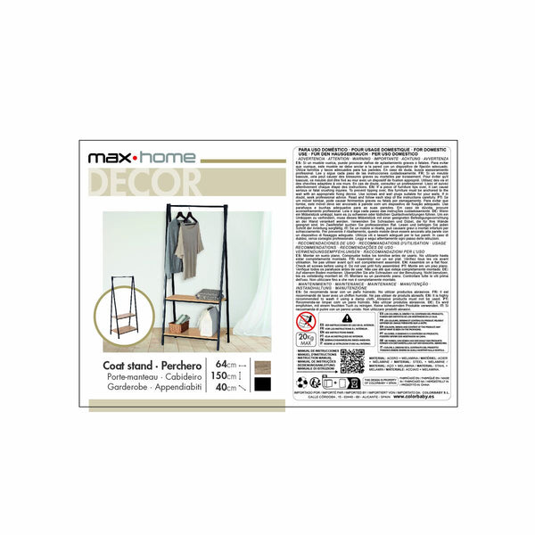 Garderobe mit Einlegeboden Max Home Stahl Melamine Spanplatte Minimalistisch 64 x 150 x 40 cm