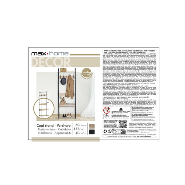 Garderobe mit Einlegeboden Max Home Stahl Melamine Spanplatte Minimalistisch 60 x 175 x 40 cm