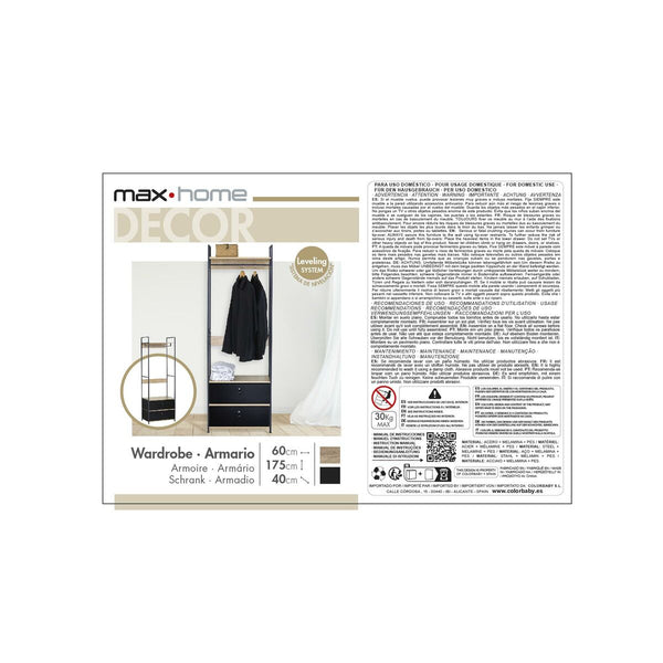 Schrank Max Home Stoff Stahl Melamine Spanplatte 60 x 175 x 40 cm