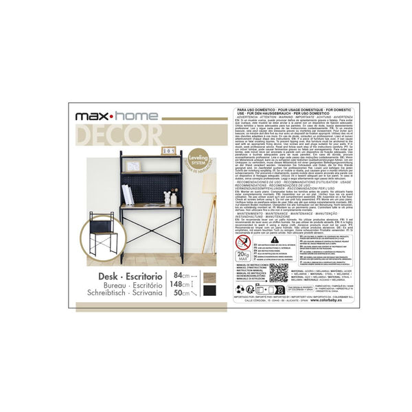 Schreibtisch mit Regalen Max Home Stahl Melamine Spanplatte 84 x 148 x 50 cm