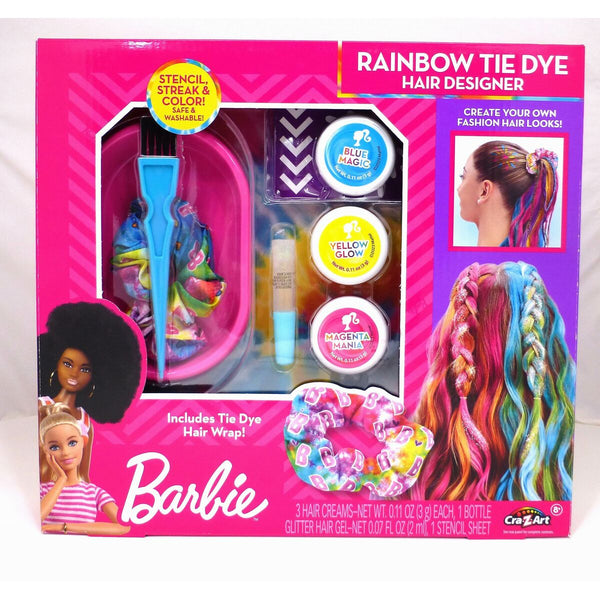Friseur Set Barbie Rainbow Tie 15,5 x 10,5 x 2,5 cm Haar mit Strähnchen Bunt