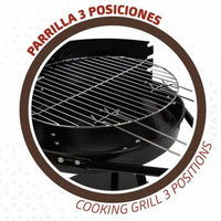 Holzkohlegrill mit Rädern Aktive Textilene 42 x 76,5 cm Schwarz