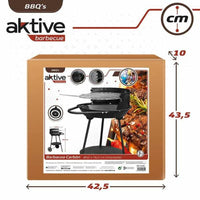 Holzkohlegrill mit Rädern Aktive Textilene 42 x 76,5 cm Schwarz