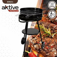 Holzkohlegrill mit Rädern Aktive Textilene 42 x 76,5 cm Schwarz