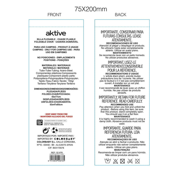 Tisch-Set mit 2 Stühlen Aktive Biegsam Camping