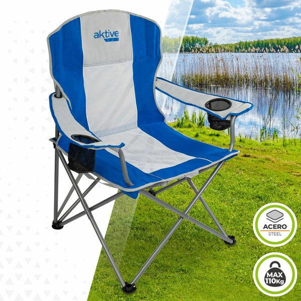 Gepolsterte Campingstuhl Aktive 57 x 60 x 97 cm Blau