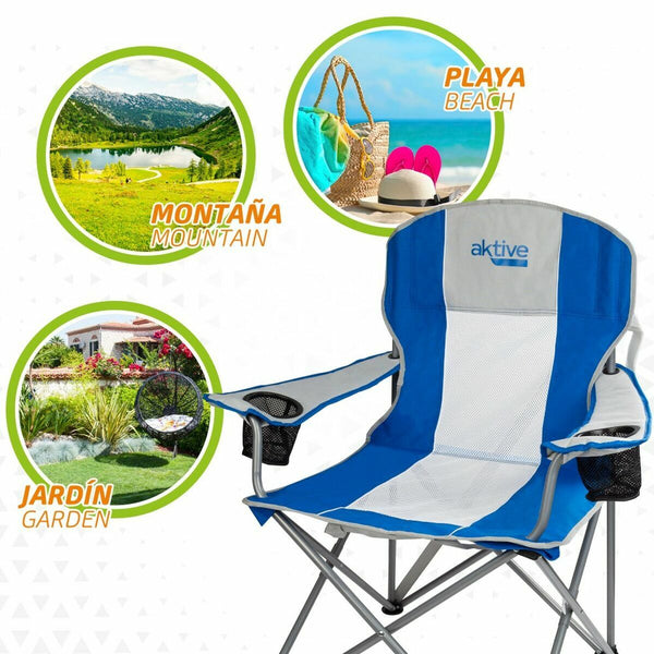 Gepolsterte Campingstuhl Aktive 57 x 60 x 97 cm Blau